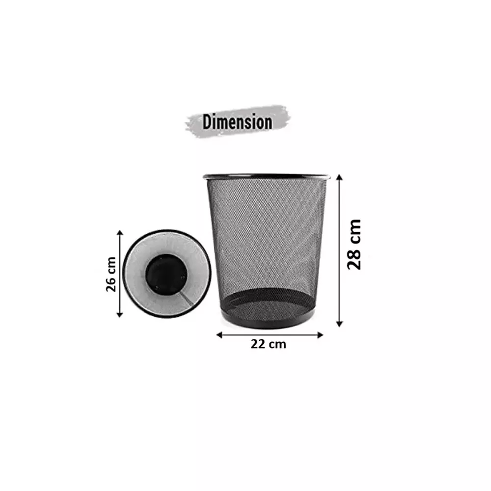 GENERIC Metal Mesh Dustbin Medium Size Approx. 12 L Capacity, Black Color (Pack of 2)