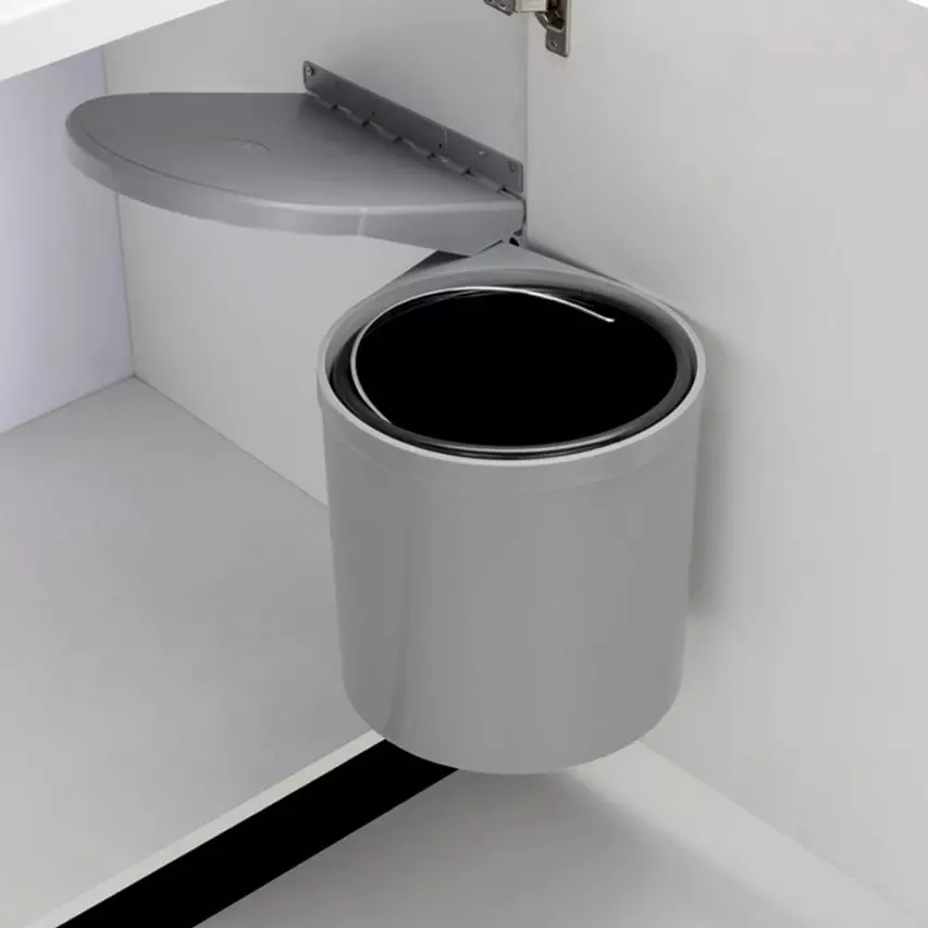 Olive Dust Bin 10 L PVC Round Silver 270x335 mm, 113010810001