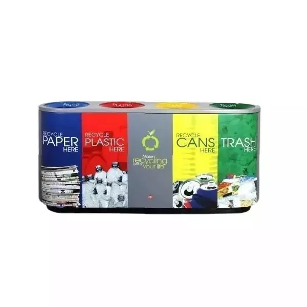 Grassland 60 L x 4 Blue, Red, Yellow and Green Fibre Reinforced Plastic Quatro Dustbin, GFRP1214