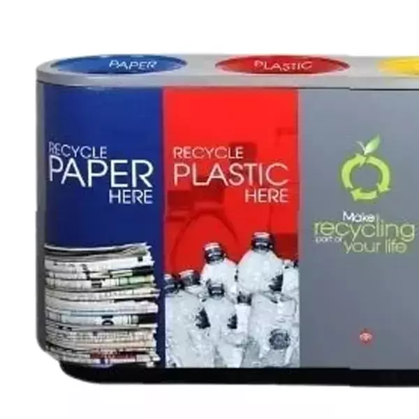 Grassland 60 L x 4 Blue, Red, Yellow and Green Fibre Reinforced Plastic Quatro Dustbin, GFRP1214