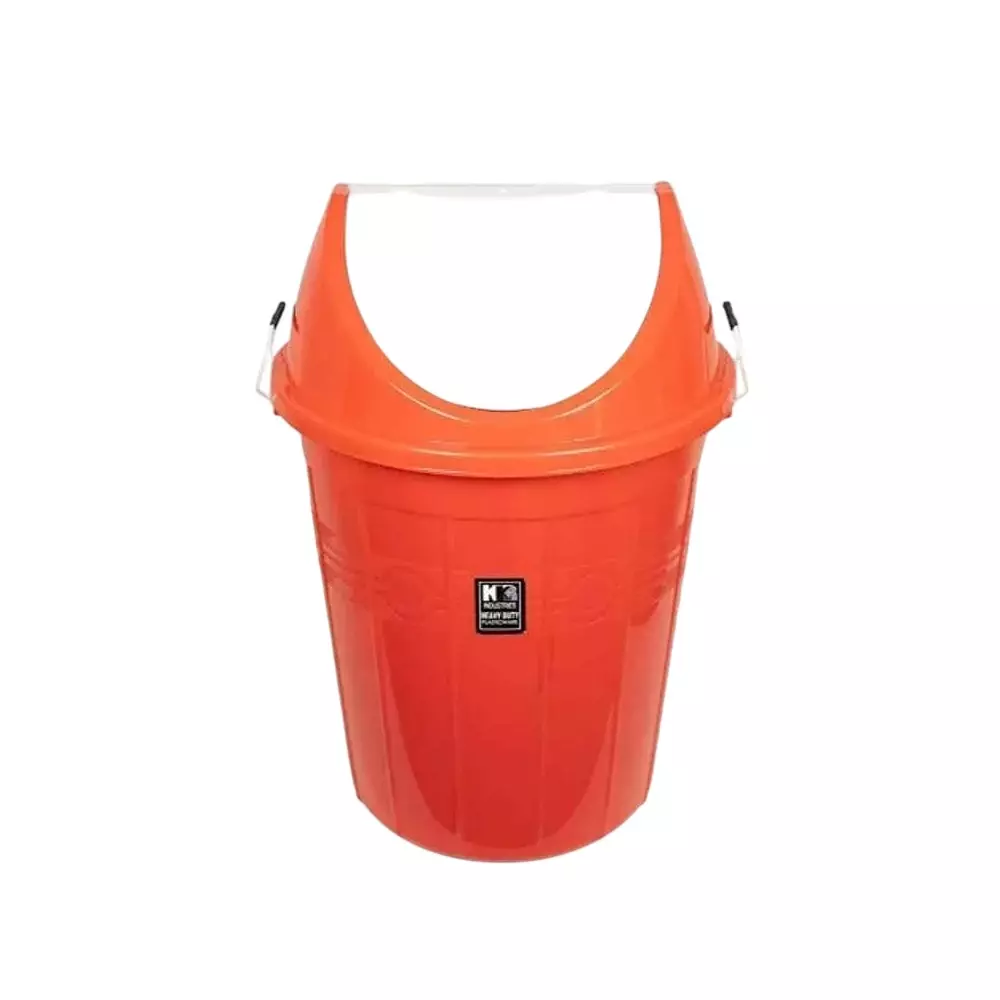 KKR Heavy Duty Swing Dustbin 30 L Capacity Red Round Shape Plastic for Indoor & Outdoor Use