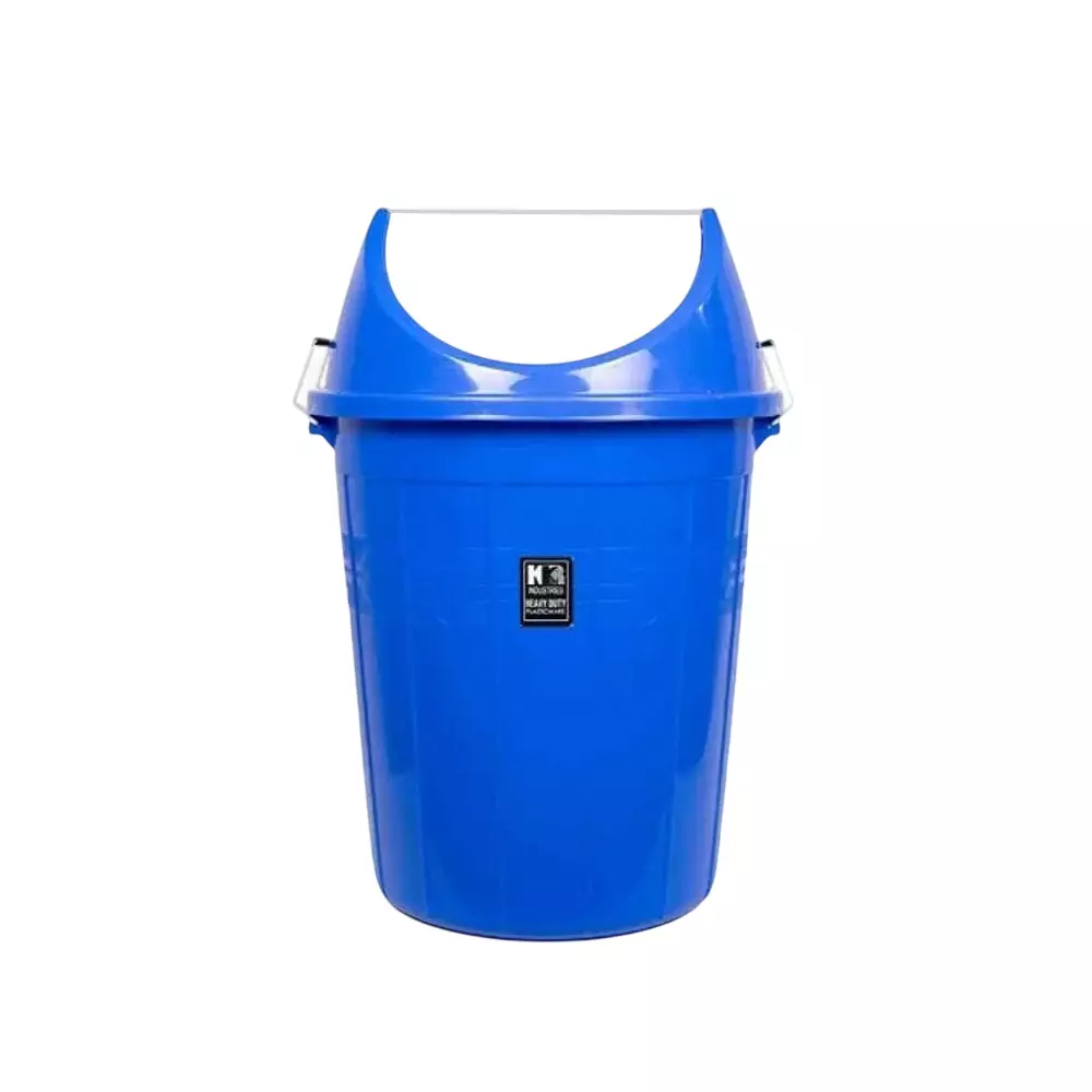 KKR Heavy Duty Swing Dustbin 60 L Capacity Blue Round Shape Plastic for Indoor & Outdoor Use