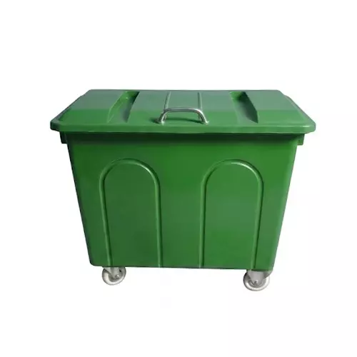 Imported Plastic Dustbin Green 4 Wheel and 660 L Capacity
