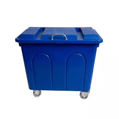 Imported Plastic Dustbin Blue 4 Wheel and 660 L Capacity