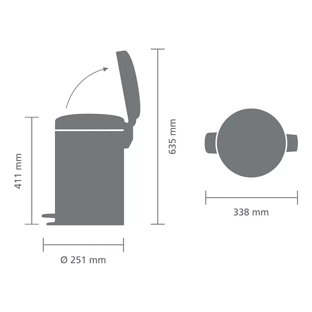 Hafele Newicon Freestanding Bin Stainless Steel Anti-Fingerprint 12 L Capacity, 503.83.073