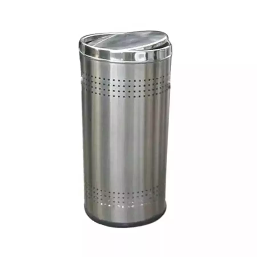 Grassland Open Top Dustbin Stainless Steel Silver 12x28 inch 50 L x 2, GSS1002