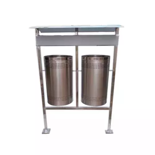 Grassland Open Top Dustbin Stainless Steel Silver 14x28 inch 80 L x 2, GSS1003