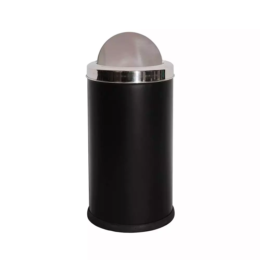 Grassland Dustbin 55 L Stainless Steel Round Black with Swing Lid, GSS1073