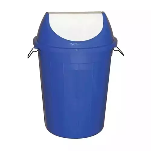 Grassland Dustbin 80 L HDPE Plastic Round Blue with Swing Lid, GPL1076