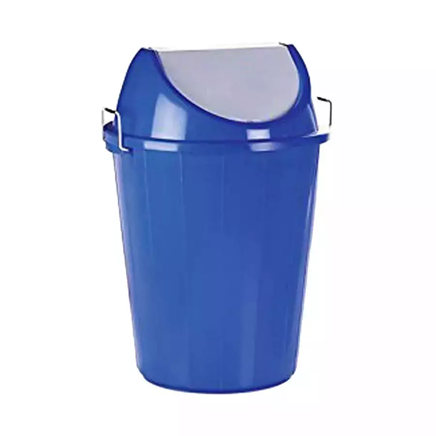 Grassland Dustbin 40 L HDPE Plastic Round Blue with Swing Lid, GPL1089