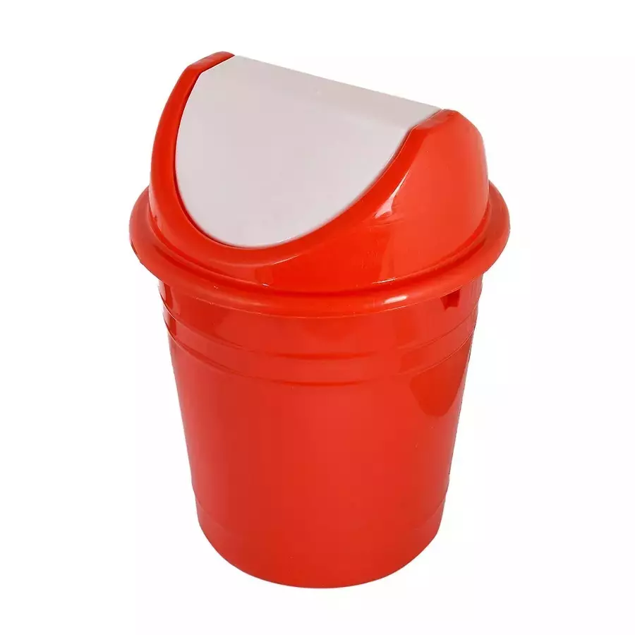 Grassland Dustbin 15 L HDPE Plastic Round Red with Swing Lid, GPL1229