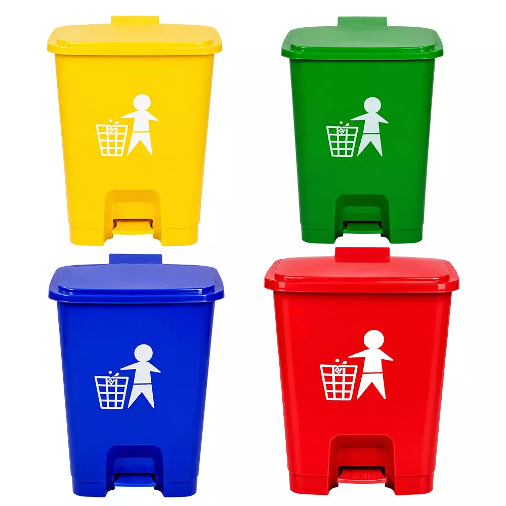 GENERIC 30 L HDPE Biomedical Waste Bin Pedal Operated Multicolor (Pack of 4)