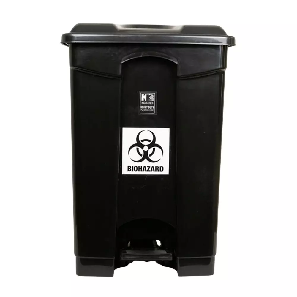 KKR Pedal Bin 60 L Capacity Black Rectangular Shape Plastic for Indoor & Outdoor Use