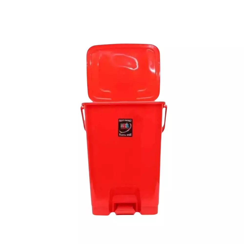 KKR Pedal Bin 30 L Capacity Red Rectangular Shape Plastic for Indoor & Outdoor Use