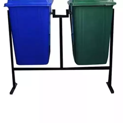 Grassland Dome Lid Dustbin HDPE Plastic Blue & Green 110 L x 2, GPL1227