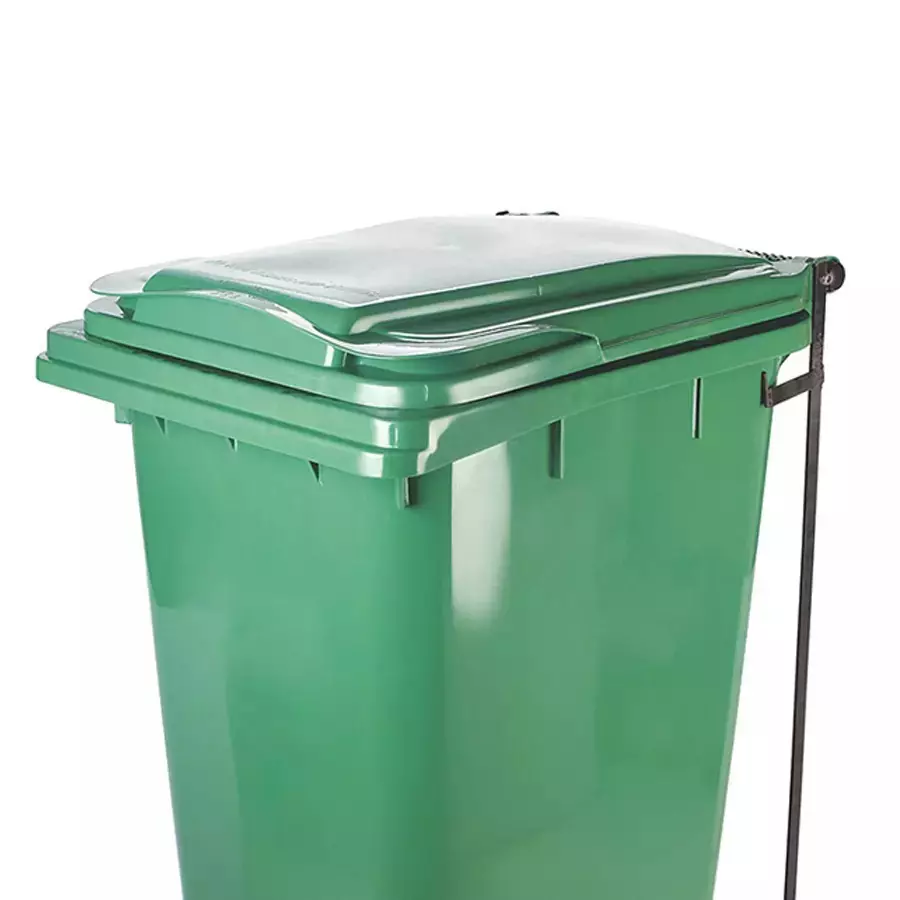 Grassland Pedal Dustbin HDPE Plastic Green 240 L with Lid & 2 Wheels, GPL1040