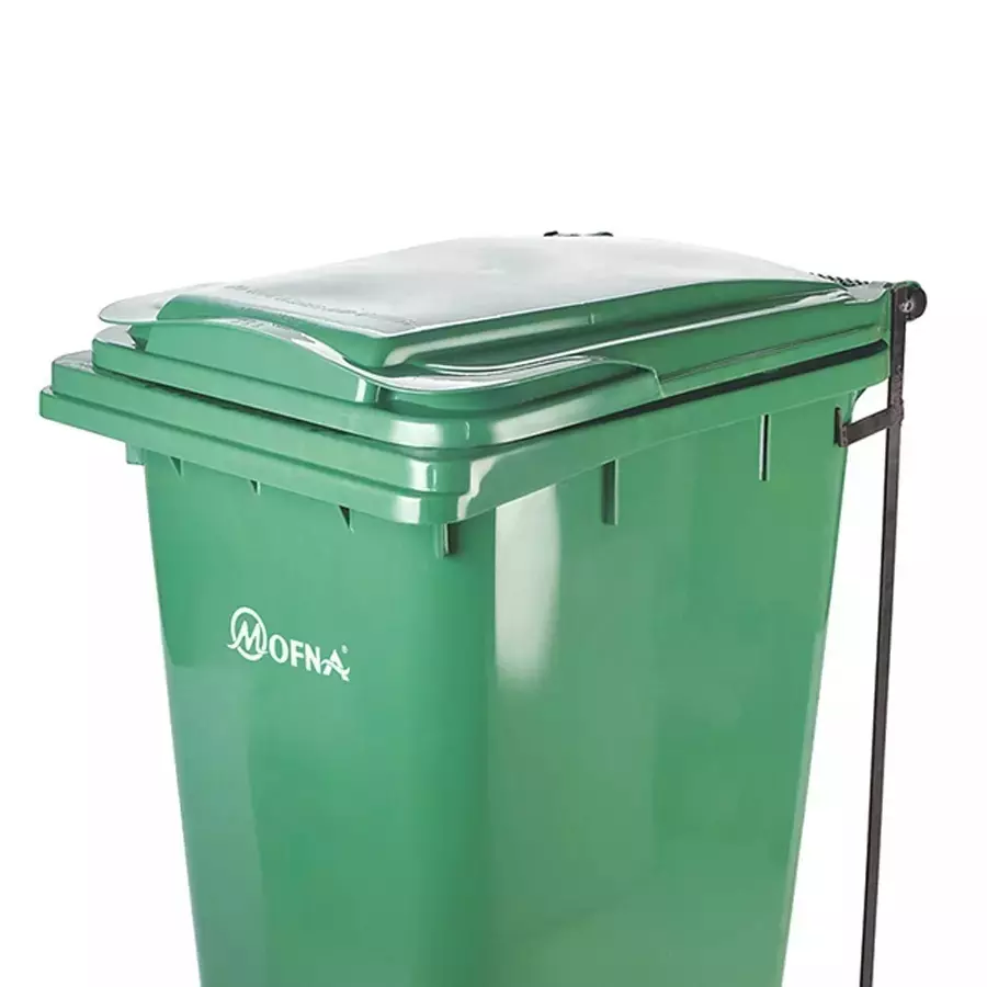 Grassland 240 L Pedal Dustbin with Lid and Wheels HDPE Plastic Green, GPL1040