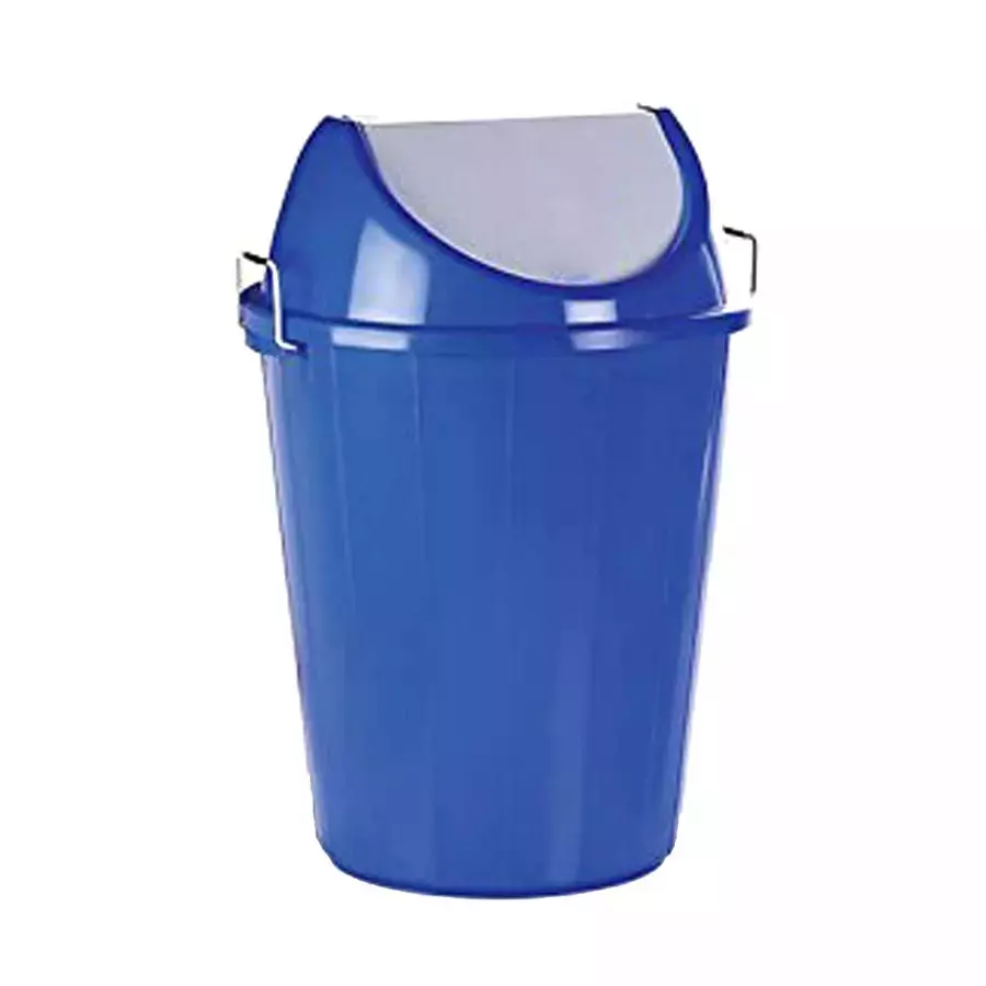 Grassland Dustbin 15 L HDPE Plastic Round Blue with Swing Lid, GPL1117