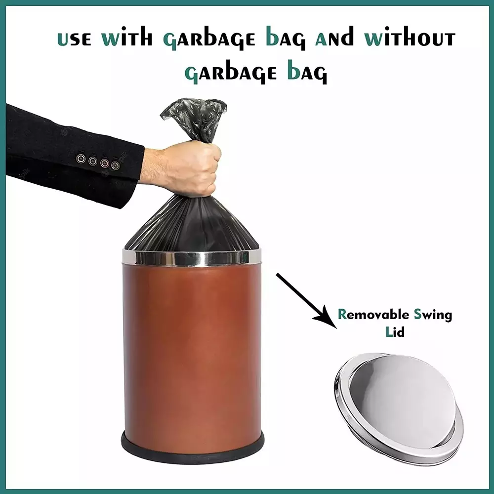 Grassland Dustbin 70 L Stainless Steel Round ‎Brown with Swing Lid, GSS1144