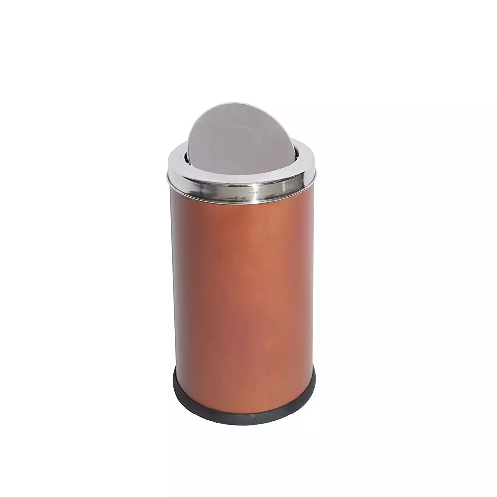 Grassland Dustbin 50 L Stainless Steel Round ‎Brown with Swing Lid, GSS1168