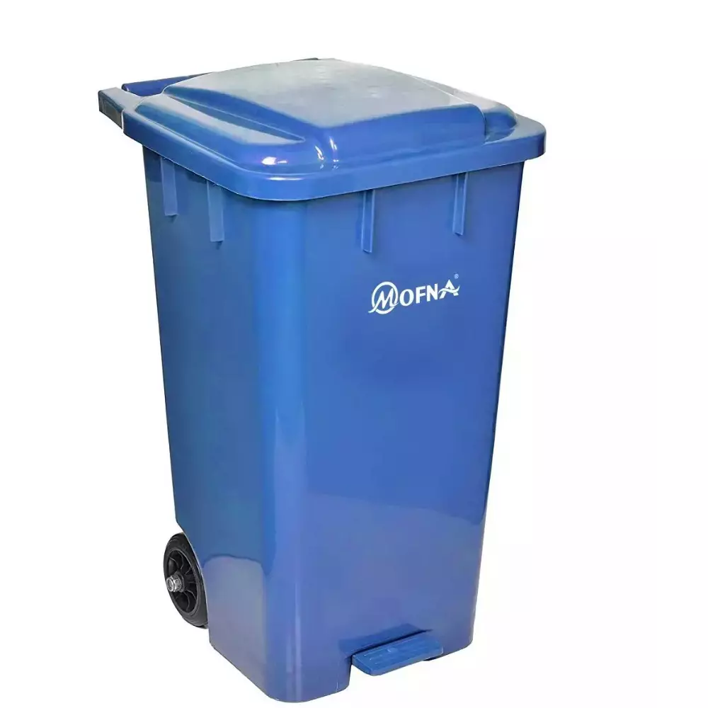Grassland 80 L Pedal Dustbin with Lid and Wheels HDPE Plastic Blue, GPL1201