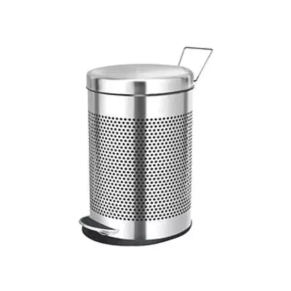 Grassland 7 L Open Top Pedal Dustbin with Lid Stainless Steel Silver 8x12 Inch, GSS1213