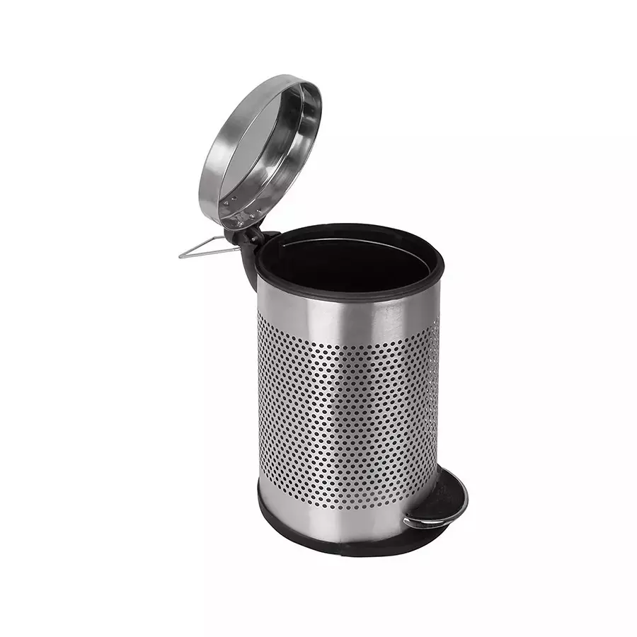 Grassland 7 L Open Top Pedal Dustbin with Lid Stainless Steel Silver 8x12 Inch, GSS1213