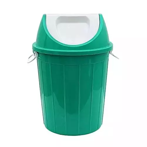 Grassland Dustbin 30 L HDPE Plastic Round Green with Swing Lid, GPL1231