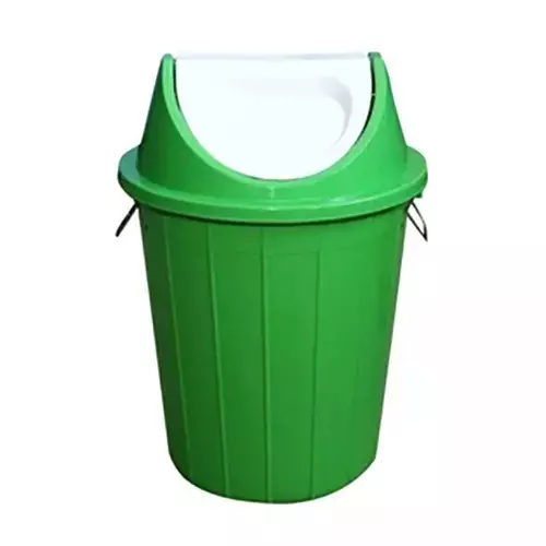 Grassland Dustbin 30 L HDPE Plastic Round Green with Swing Lid, GPL1231