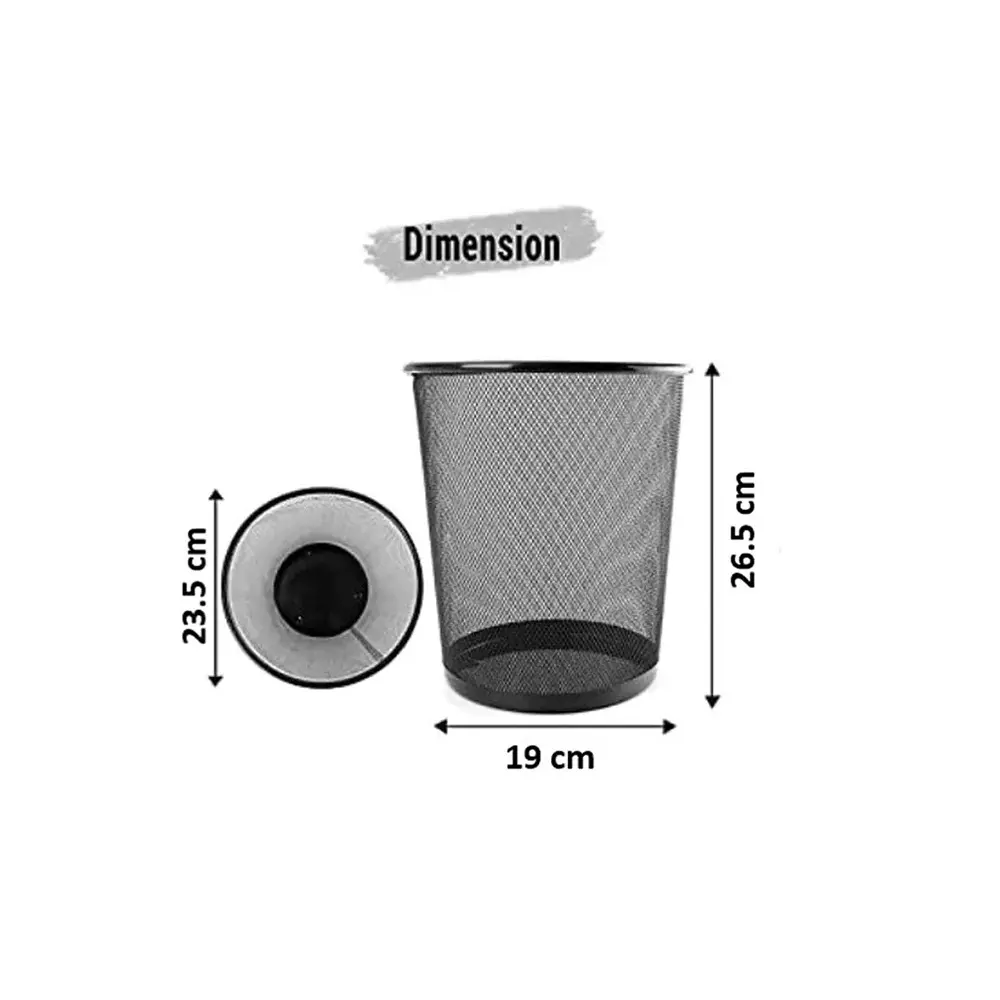 GENERIC Metal Mesh Dustbin Small Size Approx.. 9 L Capacity, Black Color (Pack of 2)