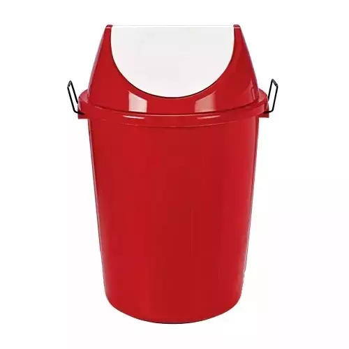 Grassland 60 L Red HDPE Plastic Round Swing Lid Dustbin, GPL1171