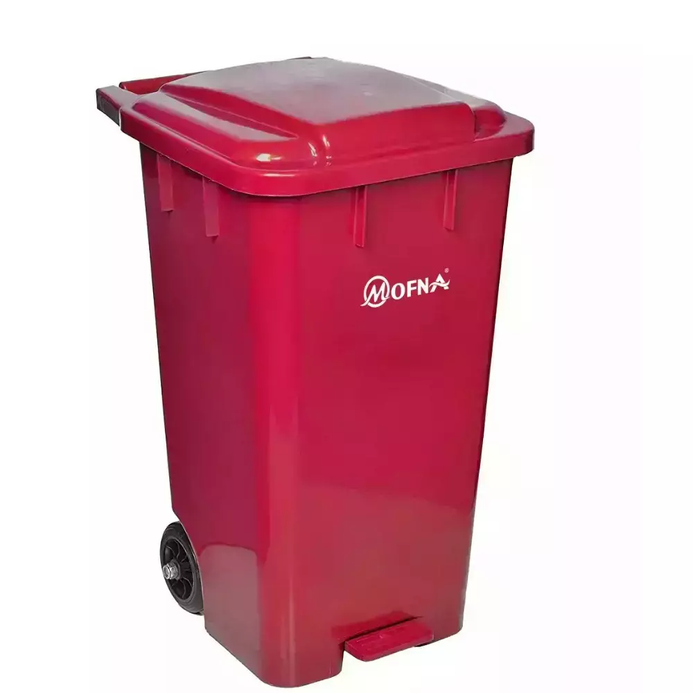 Grassland 80 L Red HDPE Plastic Pedal Dustbin, GPL1179