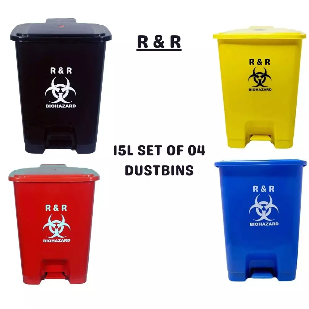 r-r-foot-pedal-wastebin-set-15-l-capacity-plastic-for-hospitals-clinics-laboratories-healthcare-use-pack-of-4-pcs
