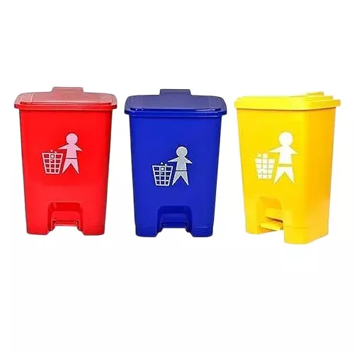 GENERIC 30 L HDPE Biomedical Waste Bin Pedal Operated Multicolor (Pack of 3)