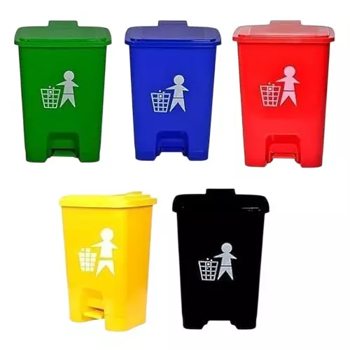 GENERIC 30 L HDPE Biomedical Waste Bin Pedal Operated Multicolor (Pack of 5)