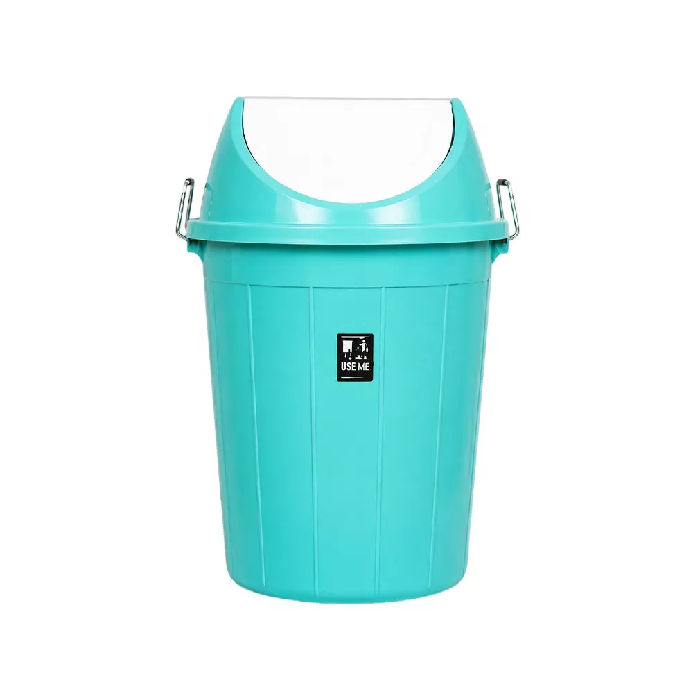 KKR Heavy Duty Swing Dustbin 30 L Capacity Green Round Shape Plastic for Indoor & Outdoor Use