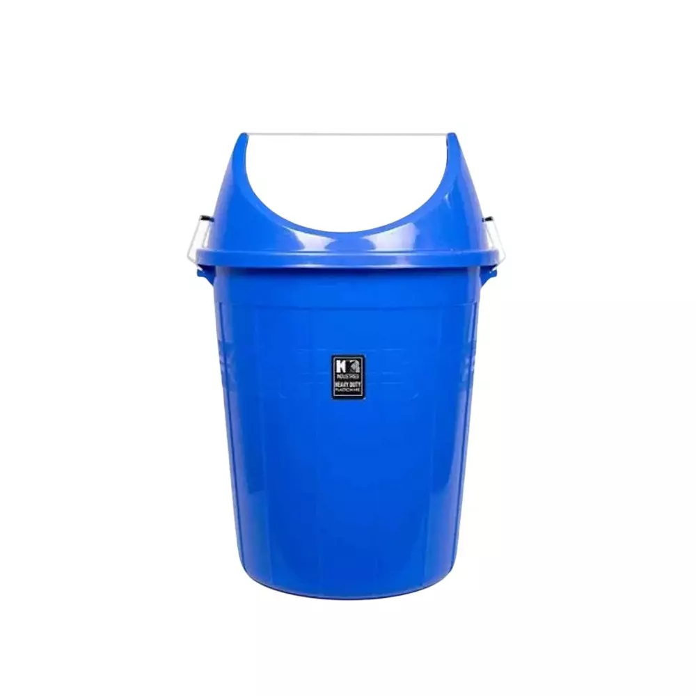 KKR Heavy Duty Swing Dustbin 80 L Capacity Blue Round Shape Plastic for Indoor & Outdoor Use
