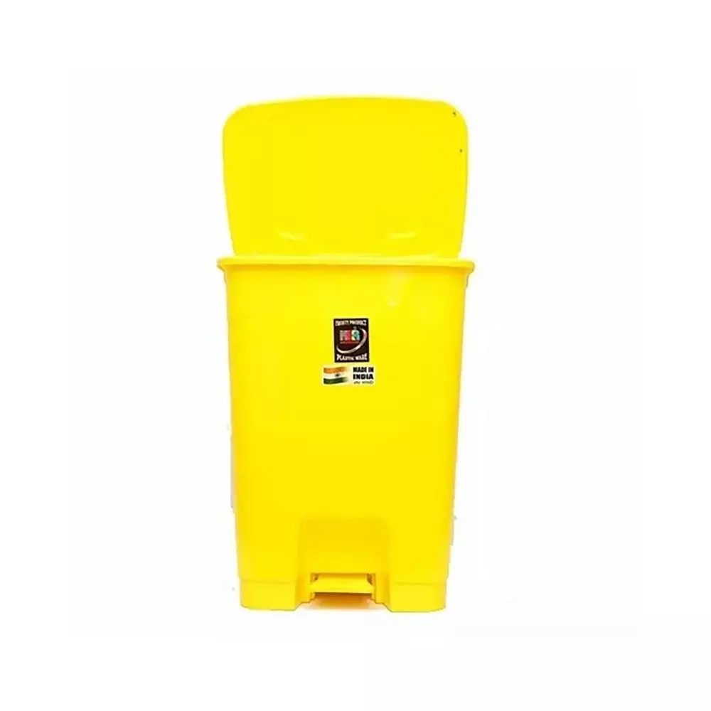 KKR Pedal Bin 30 L Capacity Yellow Rectangular Shape Plastic for Indoor & Outdoor Use