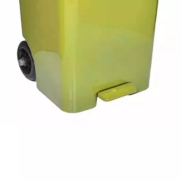 Grassland Pedal Dustbin HDPE Plastic Yellow 80 L with Lid & 2 Wheels, GPL1036
