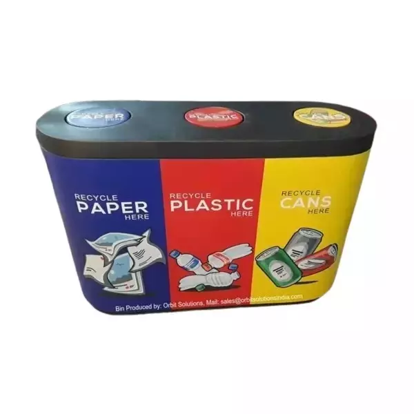Grassland Open Top Trio Dustbin Fibre Reinforced Plastic Blue, Red, Yellow 180 L, GFRP1046
