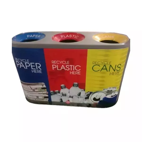 Grassland Open Top Trio Dustbin Fibre Reinforced Plastic Blue, Red, Yellow 180 L, GFRP1046