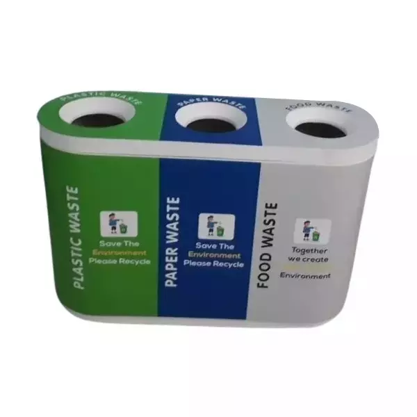 Grassland 60x3 L Trio Dustbin Fibre Reinforced Plastic Blue, Red and Yellow, GFRP1046