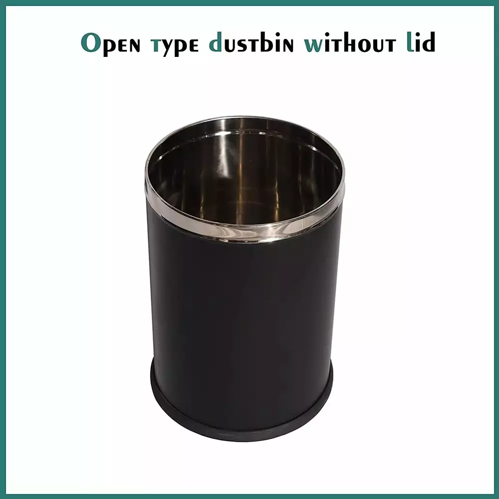 Grassland Dustbin 80 L Stainless Steel Round Black with Swing Lid, GSS1136