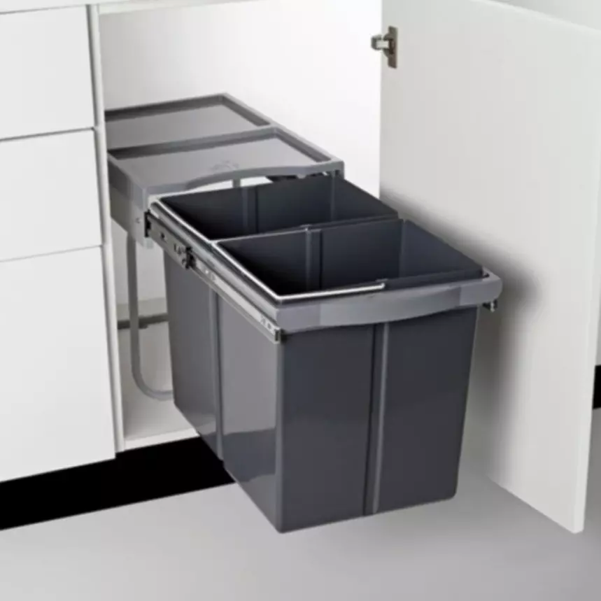Olive Waste Bin 1 with Soft Close 20 L PVC Square Dark Grey 340x510x430 mm, 113010830001