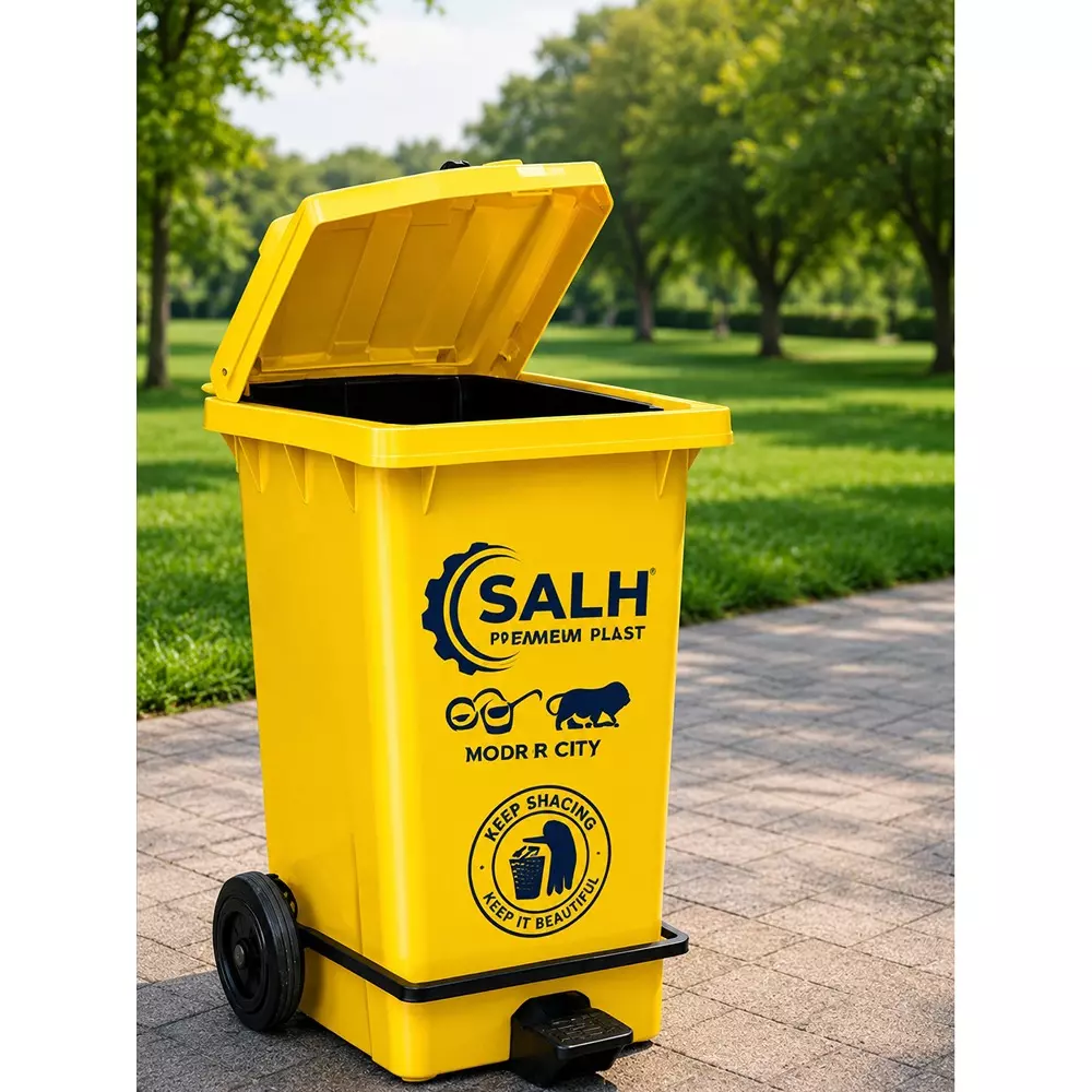 salh-dustbin-open-top-along-with-lid2-wheels-and-pedal-240-l-capacity-yellow-rectangular-shape-plastic-for-outdoor-swb-240-lp