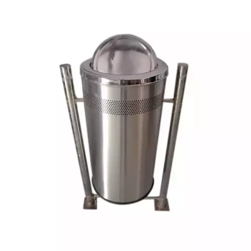 Grassland Stainless Steel Stand Mount Open Top Dustbin Silver