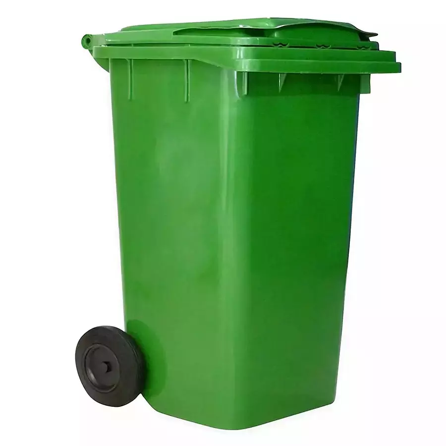 Grassland Dustbin HDPE Plastic Green 120 L with Lid & 2 Wheels, GPL1081