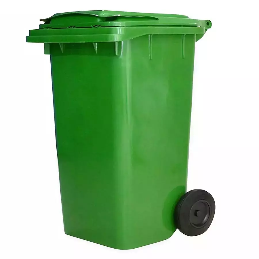 Grassland Dustbin HDPE Plastic Green 120 L with Lid & 2 Wheels, GPL1081