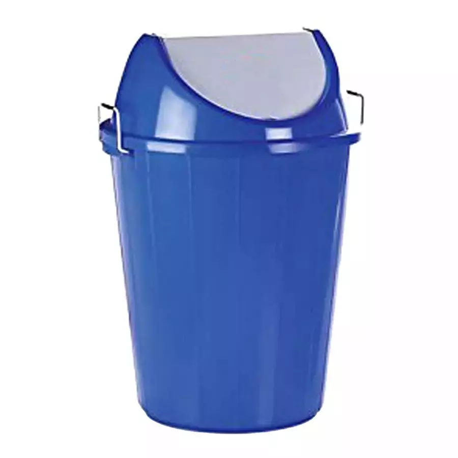 Grassland Dustbin 60 L HDPE Plastic Round Blue with Swing Lid, GPL1112