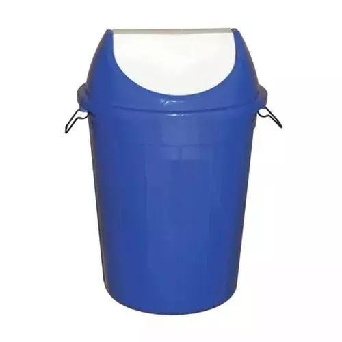 Grassland Dustbin 60 L HDPE Plastic Round Blue with Swing Lid, GPL1112